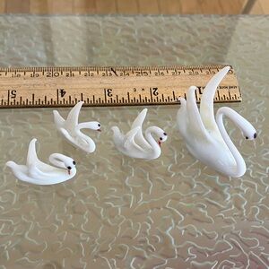 Vintage German Elegant White Glass Swan Figurines Set